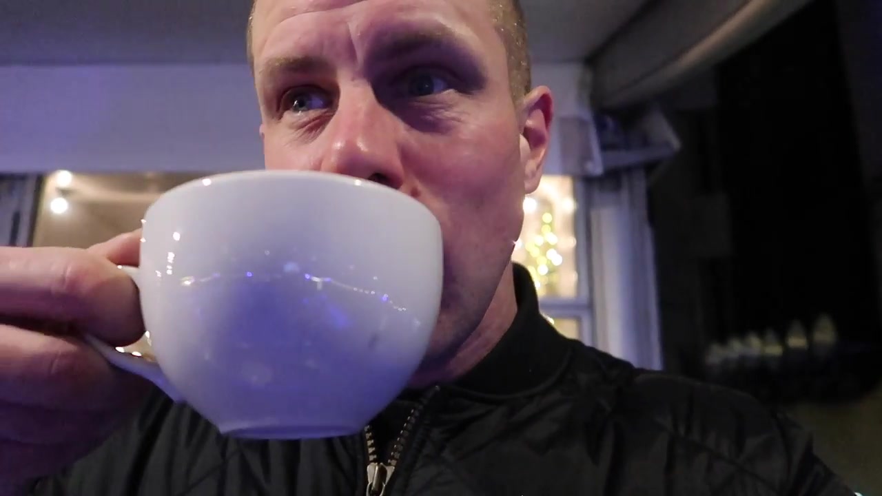Barry Roberts taking a drink in the Natural History Museum rink’s café-bar.