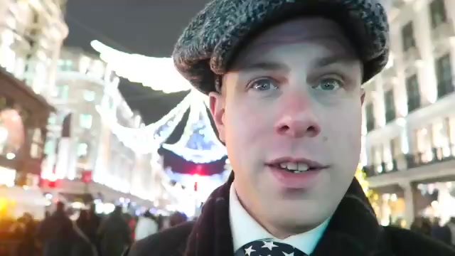 Star-shaped Christmas lights on a side street near Regent Street in 2016