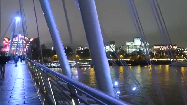 The River Thames and London skyline seen from the South Bank at night