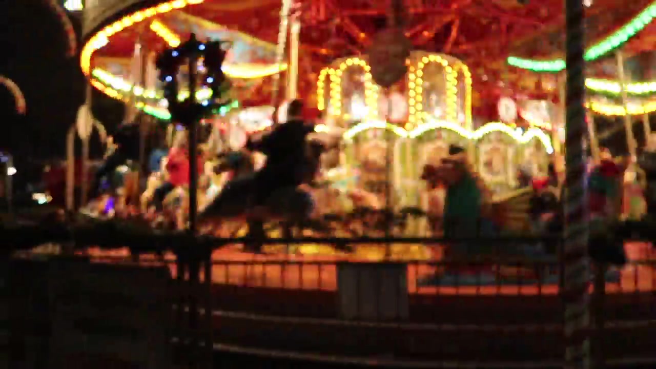 The illuminated carousel at the South Bank Christmas market.