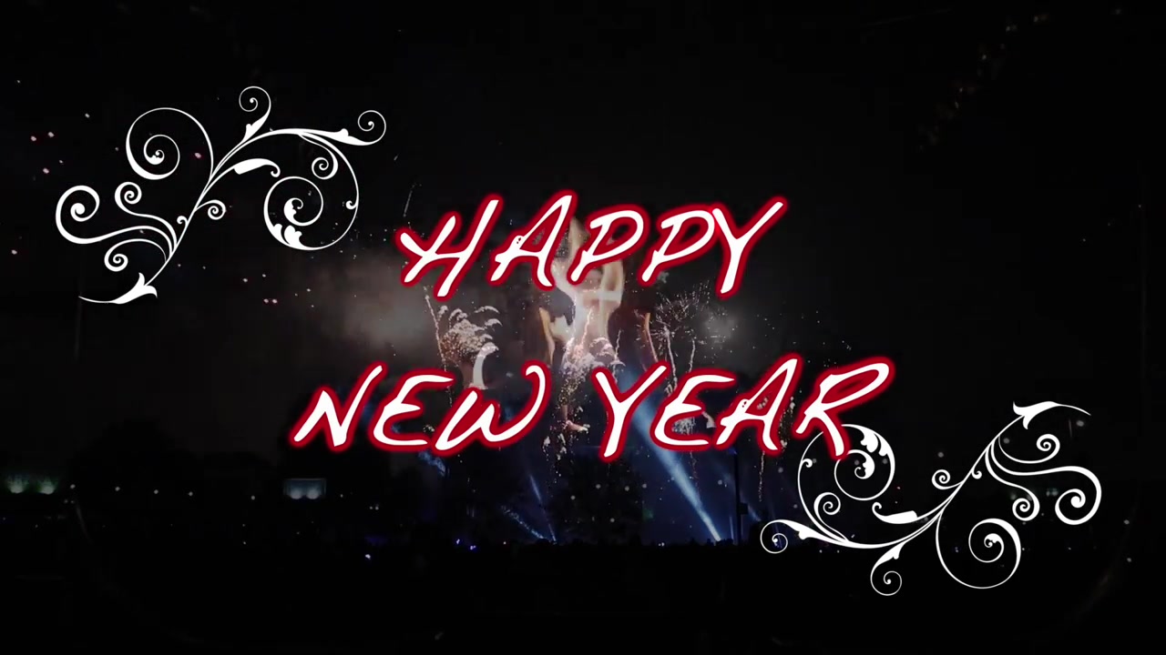 Happy New Year greeting at the end of the Christmas special.