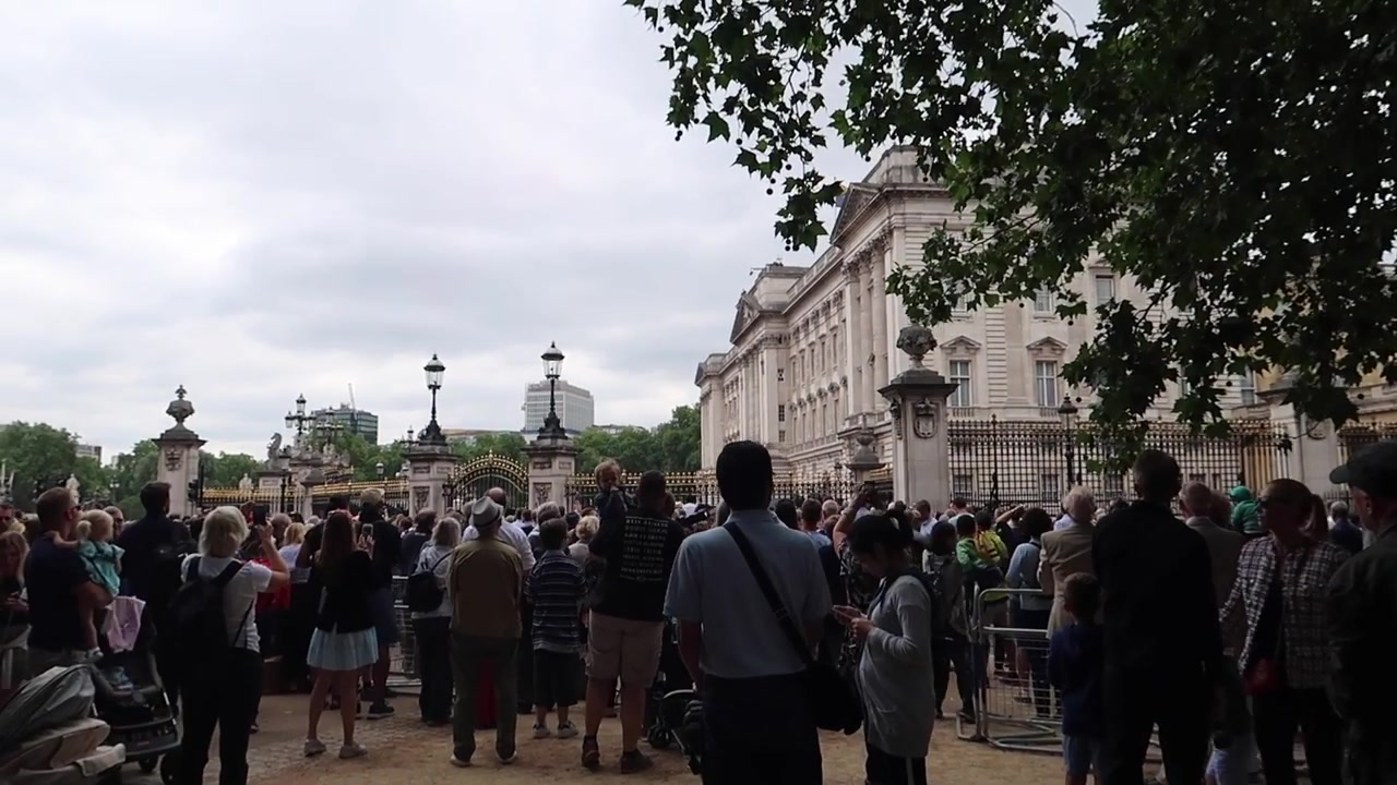 Crowds beside Buckingham Palace after the RAF100 centenary flypast