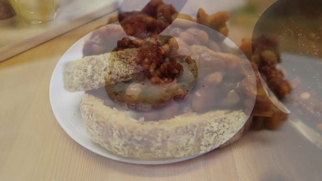 Homemade smoky baked beans served on sourdough toast