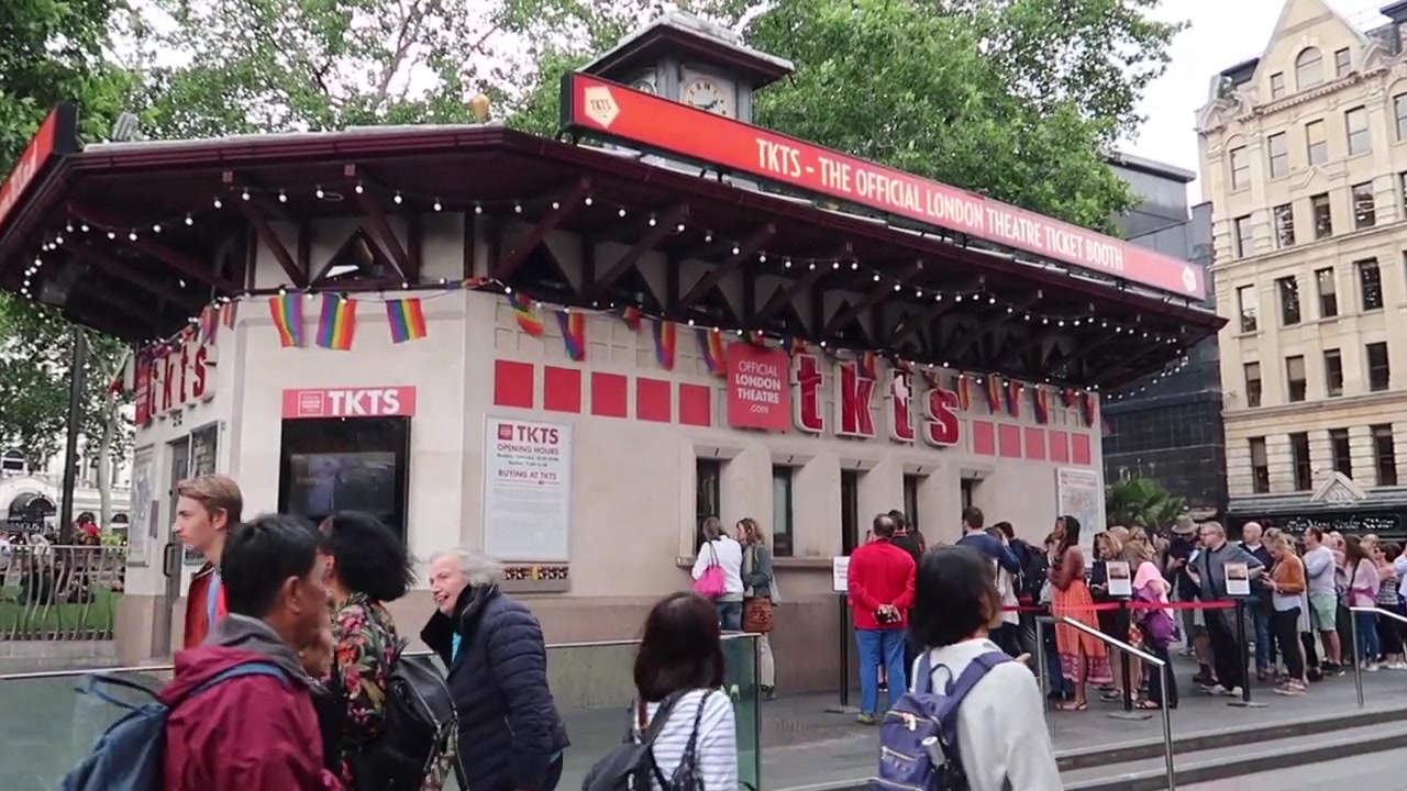 The original TKTS clocktower theatre ticket booth in Leicester Square in 2018