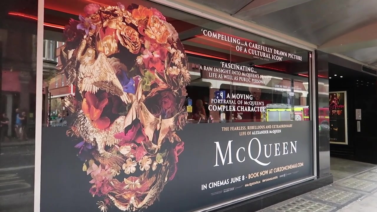McQueen documentary artwork displayed inside Curzon Soho in June 2018