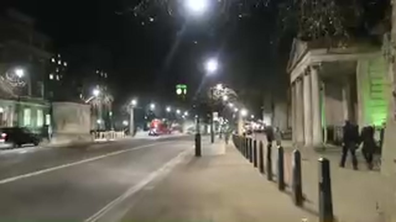 Whitehall illuminated at night during a quiet February 2017 walk through central London