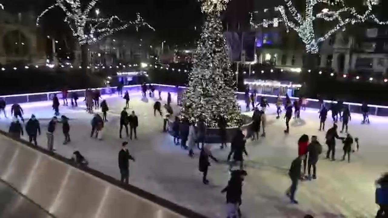 Broadgate Circle Christmas ice rink in the City of London