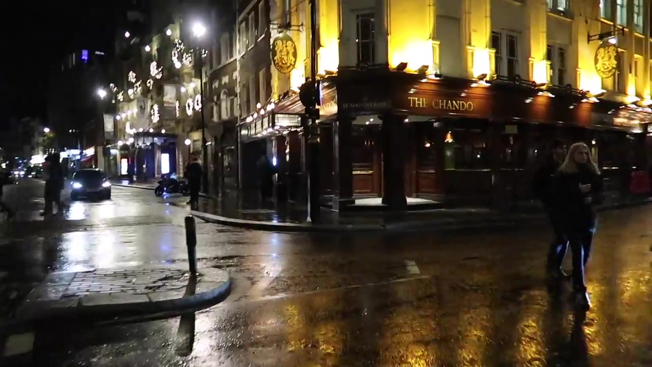 Heading towards the pub after a wet December evening.