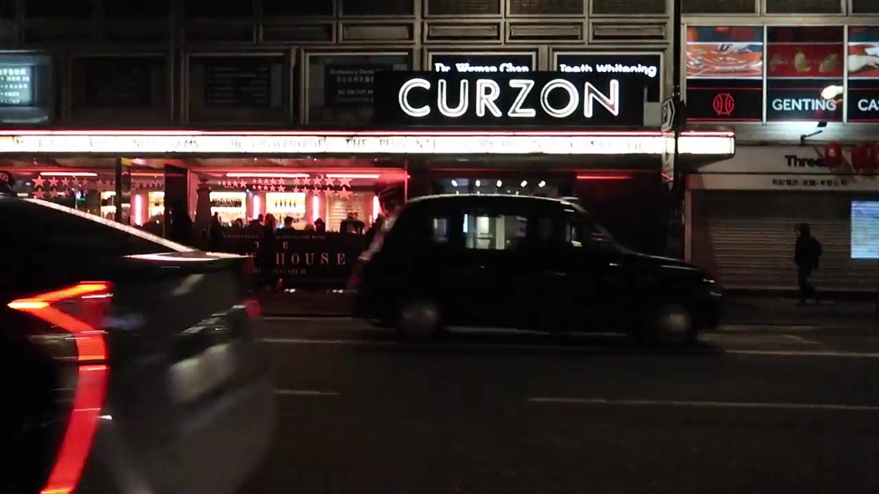 Curzon Soho cinema on Shaftesbury Avenue at night