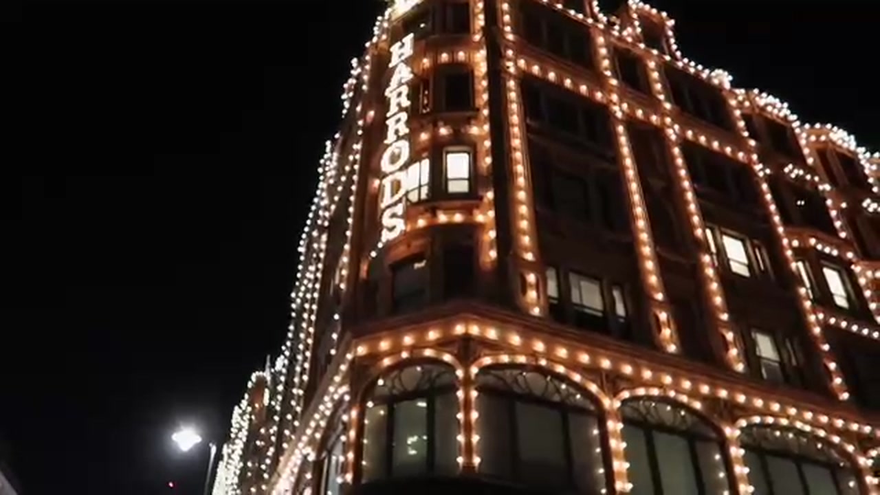Harrods department store illuminated for Christmas
