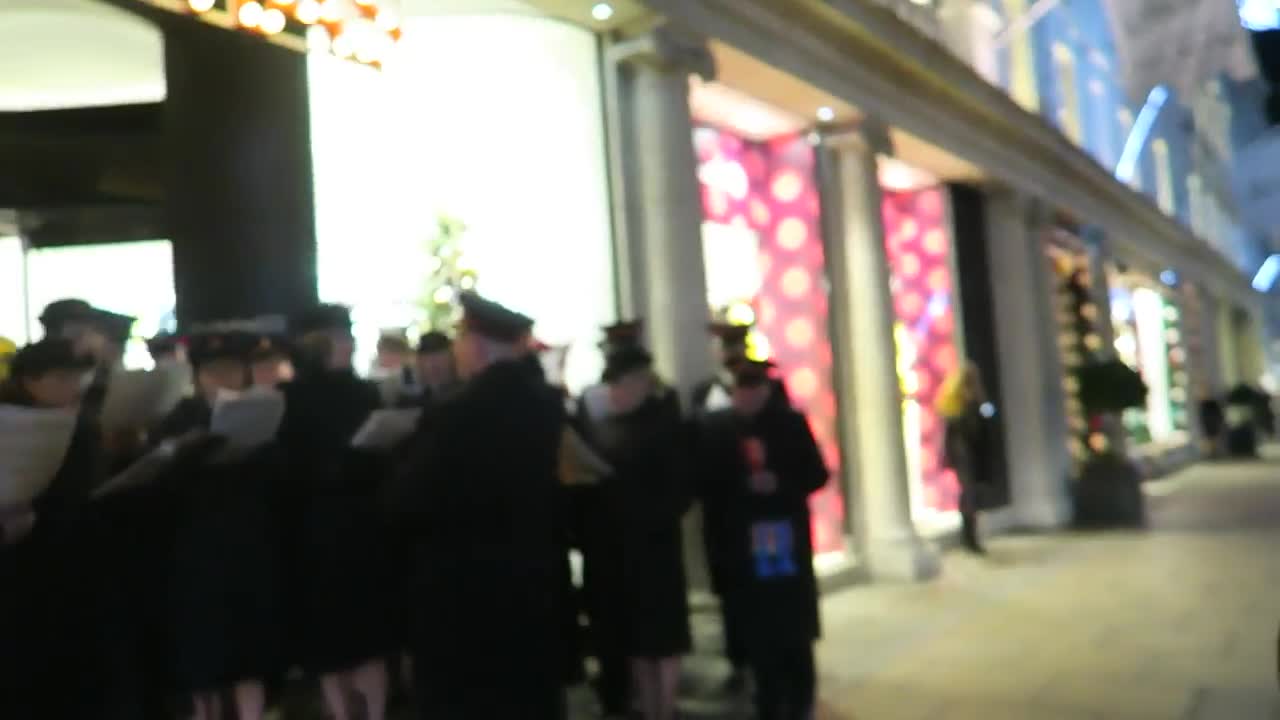 Salvation Army performers singing outside the shops near Fenwick in 2016