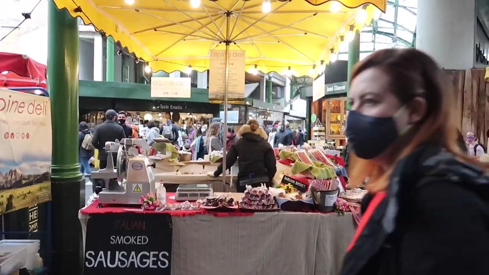 Food stall trading inside Borough Market