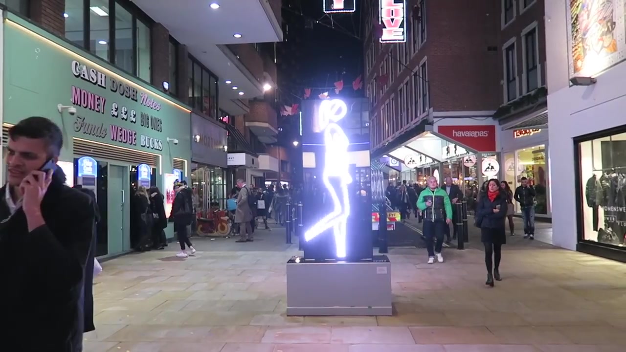 Christmas light installation on a quieter side street beside Carnaby Street