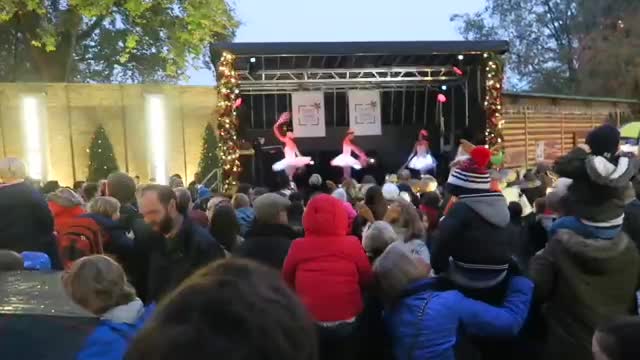 Ballet dancers performing on stage at the Chelsea Christmas party in 2016
