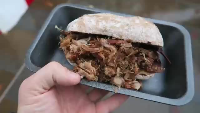 Duck confit sandwich with plum sauce from Partridges at Duke of York Square