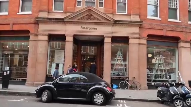 Peter Jones entrance in a red-brick facade in Chelsea