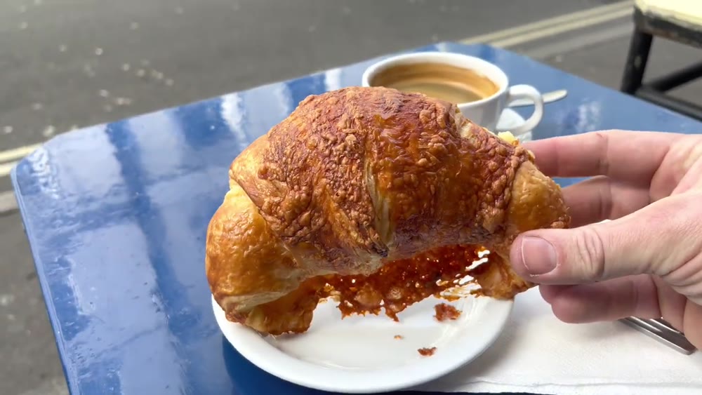 Close view of a filled croissant at Maison Bertaux