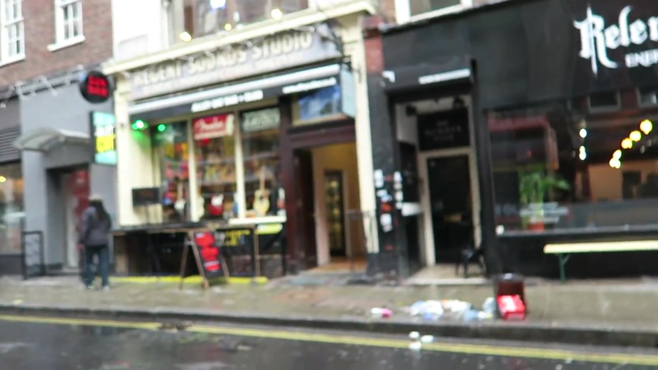 Guitar shopfronts on Denmark Street in London in 2016
