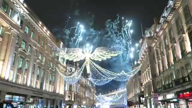 Spirit of Christmas angel lights glowing above Regent Street in November 2016