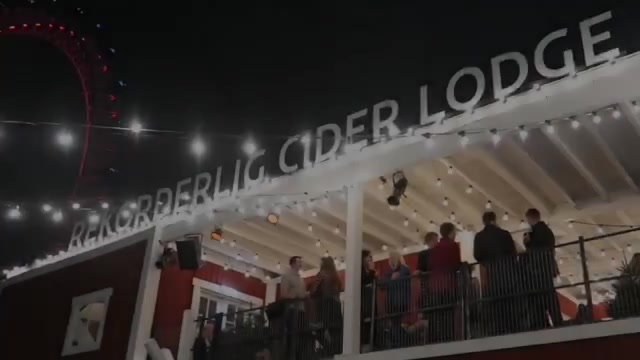 Illuminated Rekorderlig Cider Lodge beside Southbank Centre in 2016