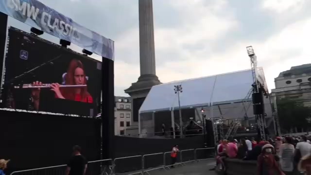 Crowds watching the London Symphony Orchestra in Trafalgar Square in July 2018