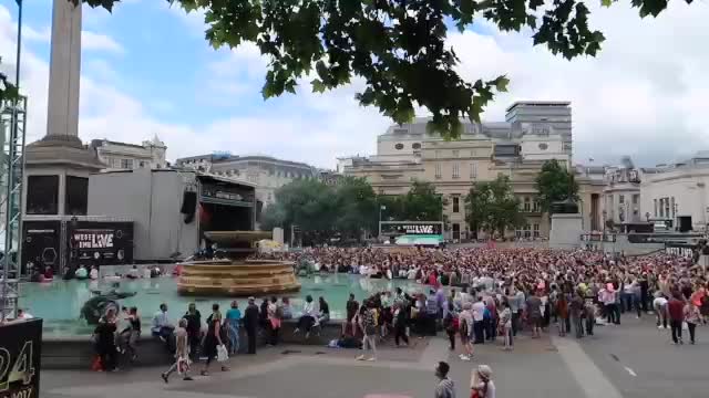 West End LIVE stage and spectators in Trafalgar Square