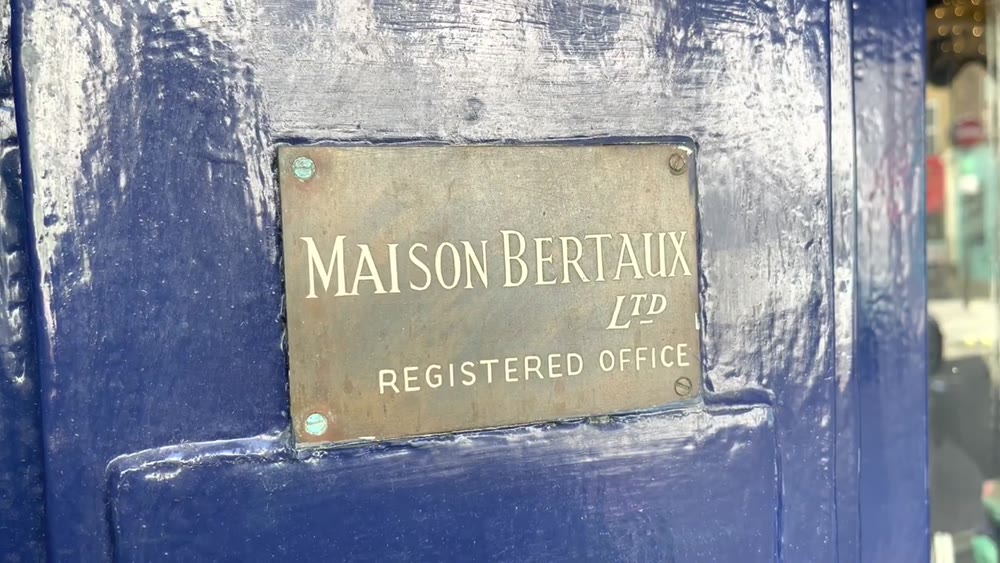 Maison Bertaux plaque at the historic Greek Street pâtisserie