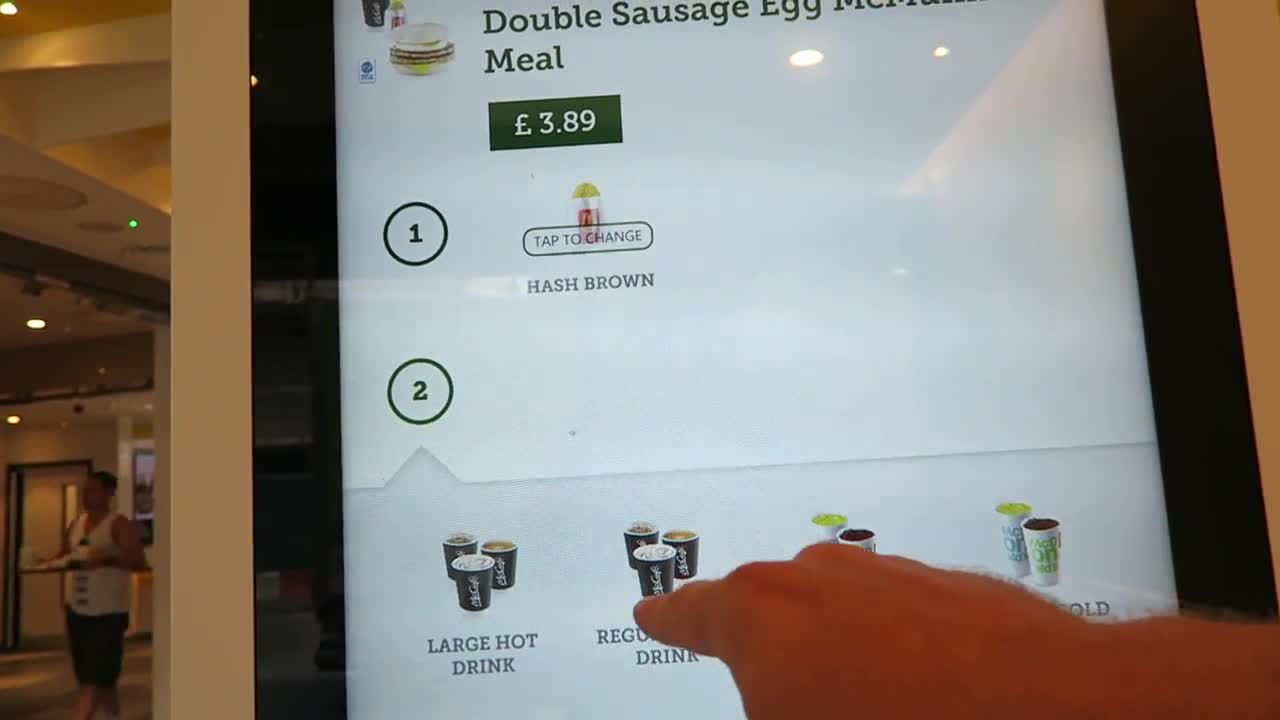 Double sausage egg McMuffin meal on the McDonalds ordering screen