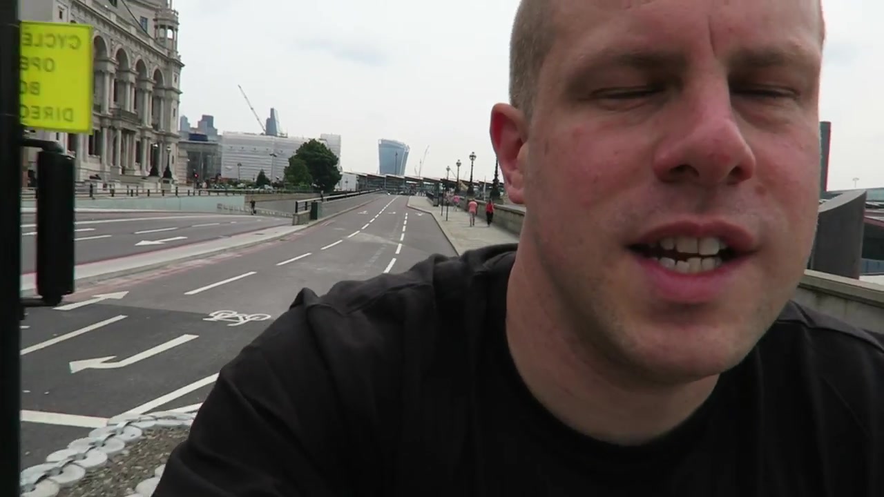 Barry Roberts on Blackfriars Bridge during the cycle ride to Green Park
