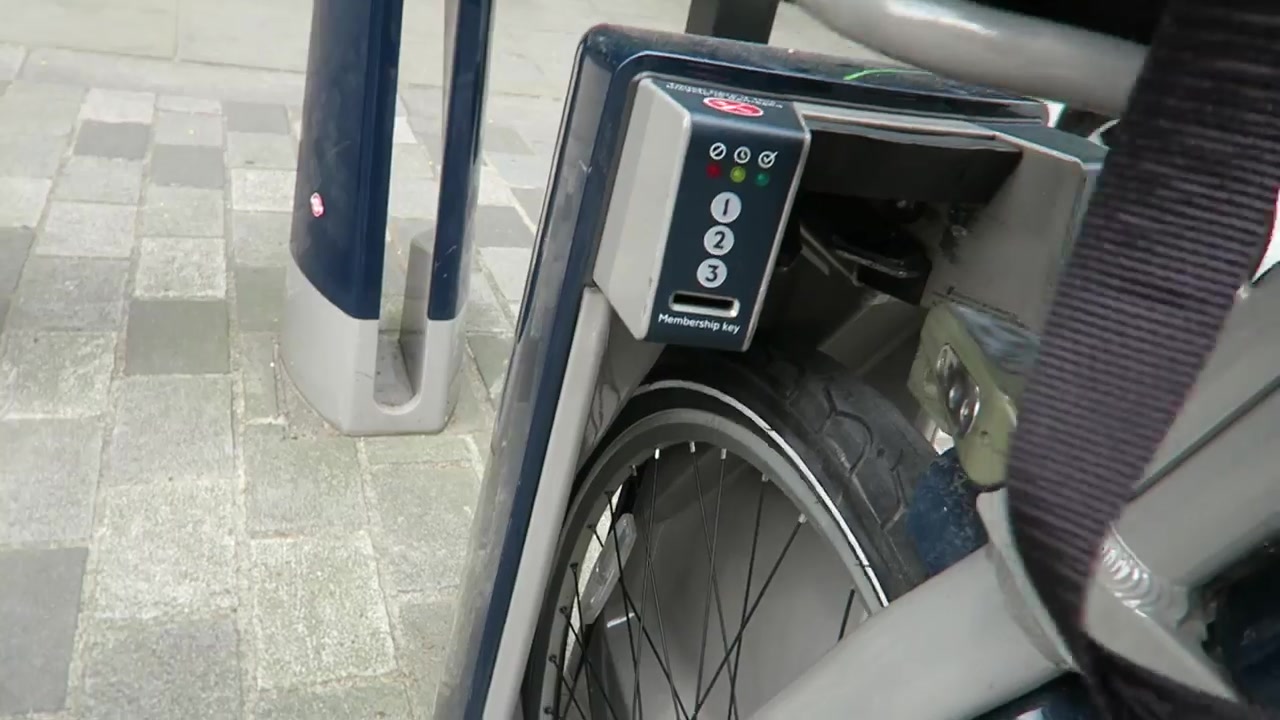 A hired bicycle returned to its docking point near St James’s Square