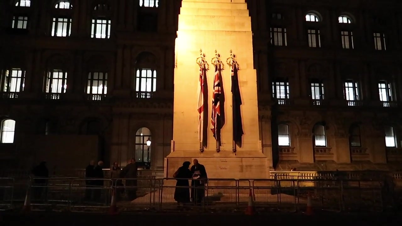 The illuminated Cenotaph during the November remembrance visit to Whitehall.