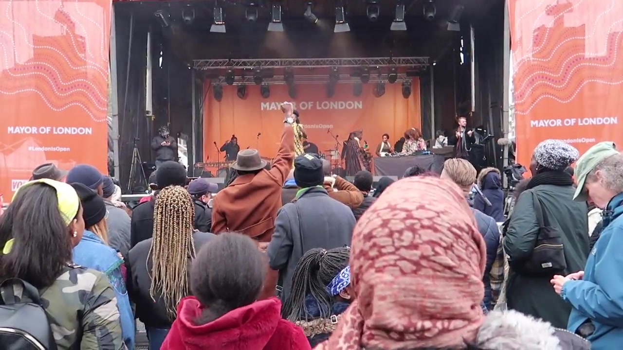 The main stage draws a crowd at Africa on the Square.