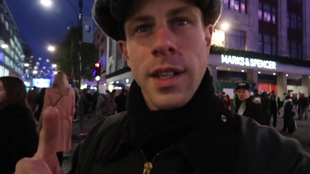 Barry on Oxford Street for the 2017 Christmas lights switch-on.