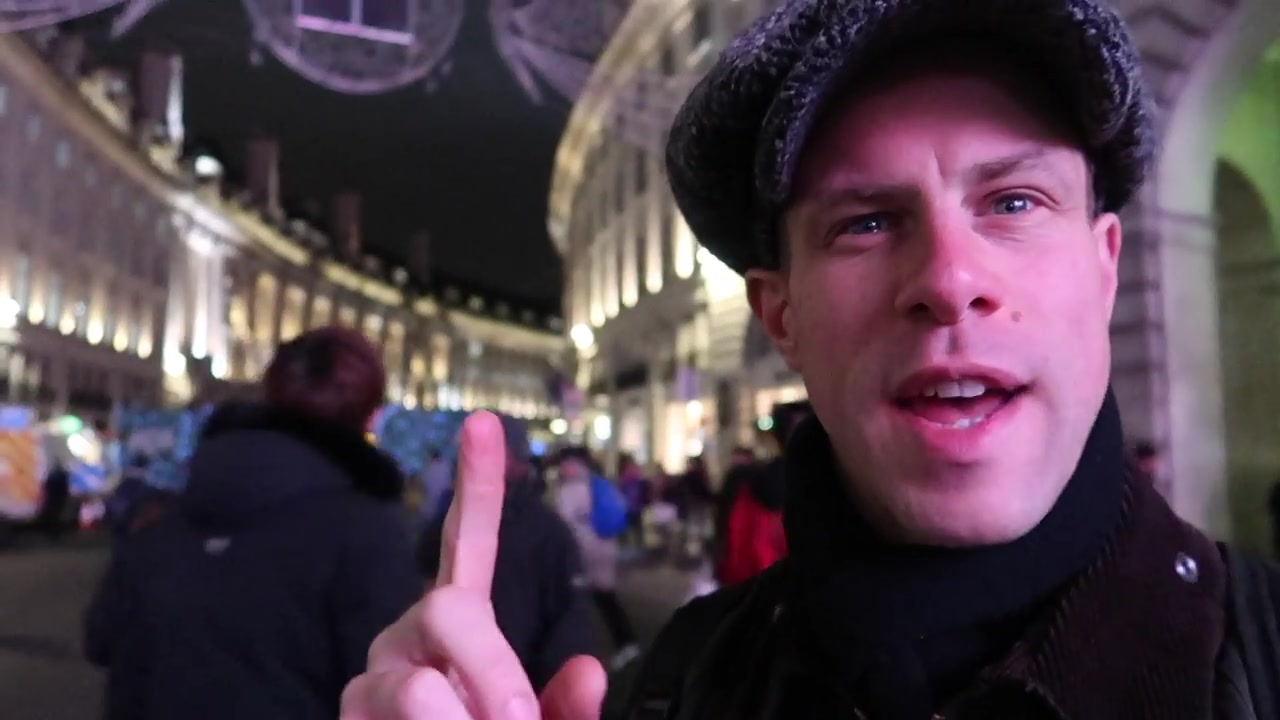 Barry at the Piccadilly Circus end of Regent Street before the switch-on.