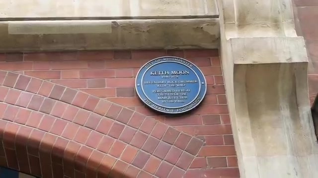 Keith Moon blue plaque at the former Marquee Club on Wardour Street