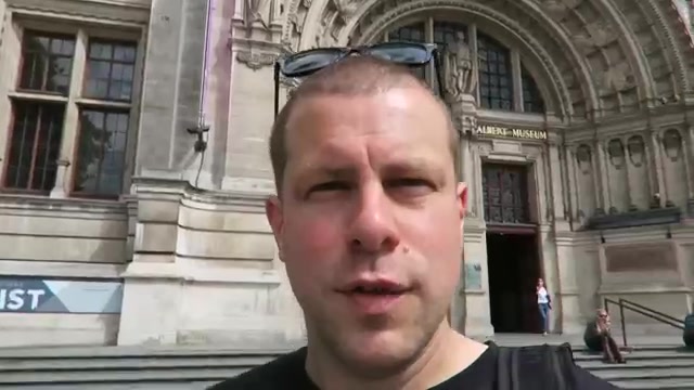 Barry outside the Victoria and Albert Museum on the London music tour