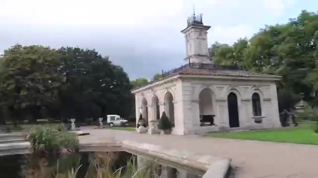Stone balustrades and the Italian Gardens pump house