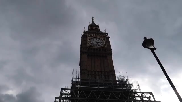 Scaffolding around the Elizabeth Tower in September 2017