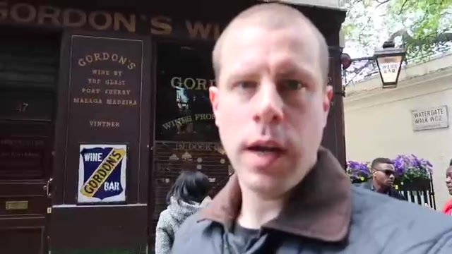 Barry Roberts outside Gordon’s Wine Bar near Embankment