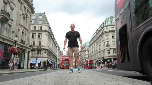 Barry Roberts standing in the open roadway on Regent Street