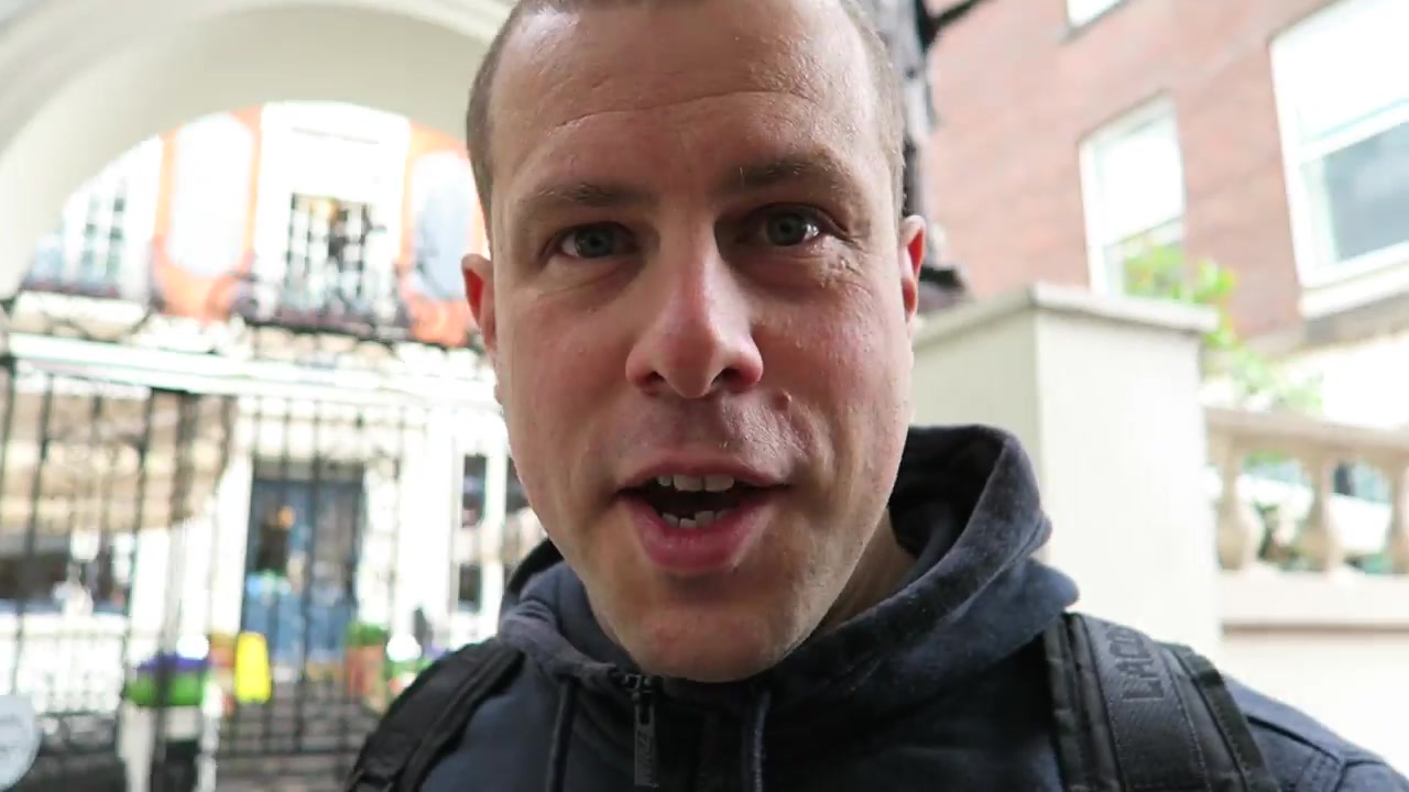 Barry telling his Thomas Crapper family story while walking in Chelsea