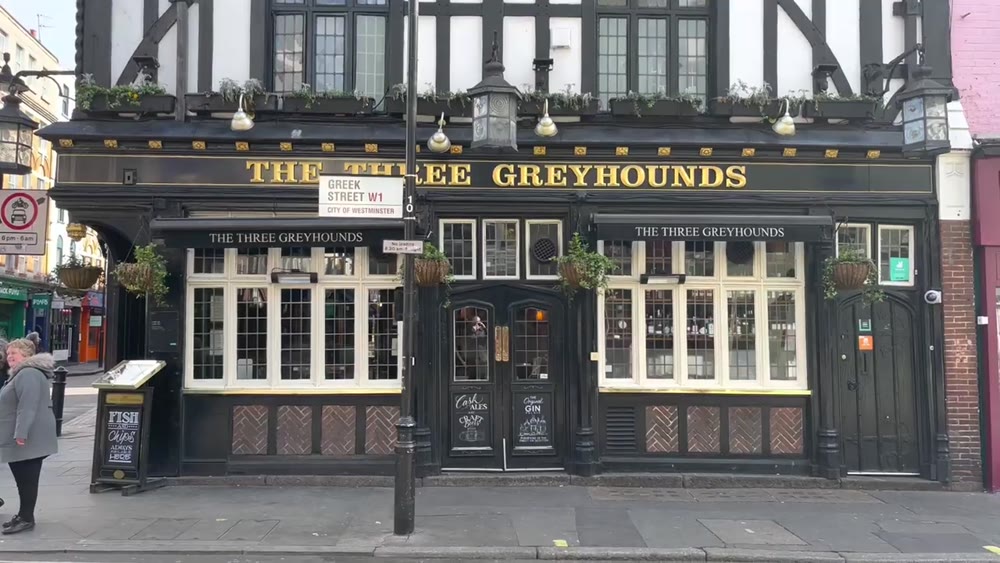 The Three Greyhounds pub on Greek Street in Soho
