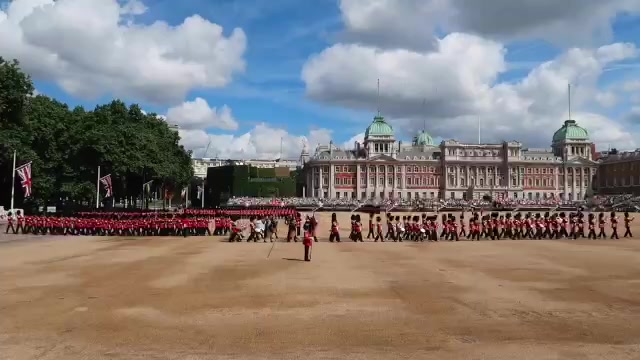 Troops assembled across Horse Guards Parade during the 2017 rehearsal