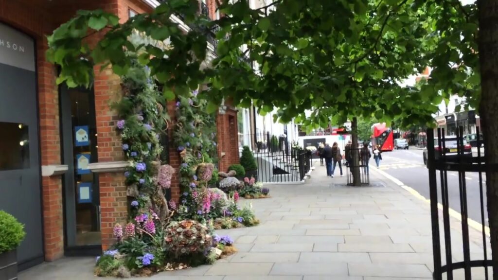 Smythson’s floral entrance on Sloane Street during Chelsea in Bloom 2015.