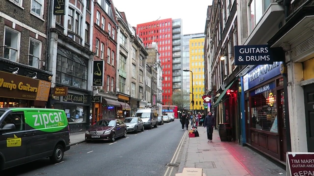 Denmark Street’s music shops during the walk through St Giles in 2015.