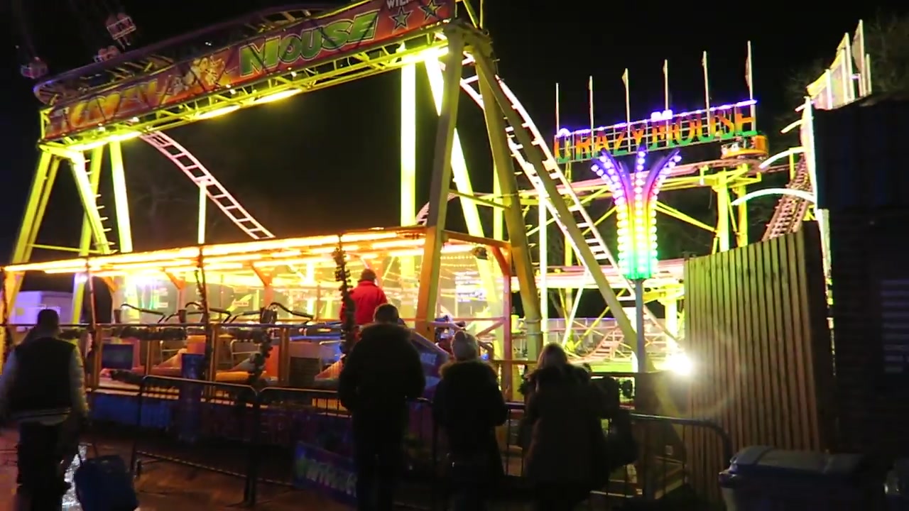 Illuminated fairground ride at Winterville