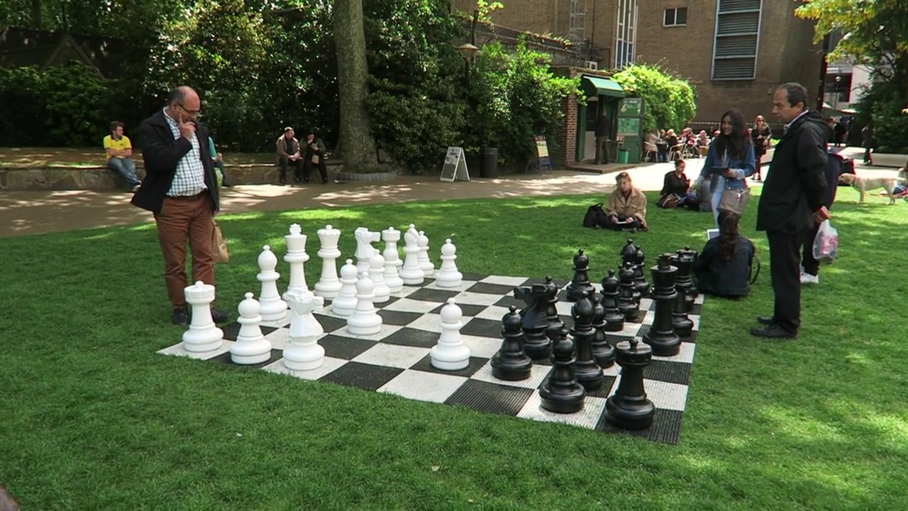 Giant chess on the lawn at the 2015 summer market.