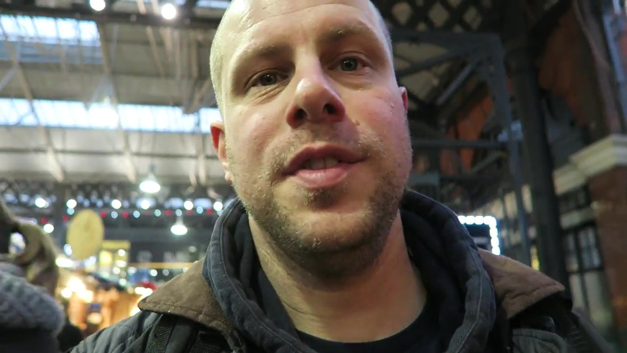 Barry Roberts inside Old Spitalfields Market during Vlogmas 2015.