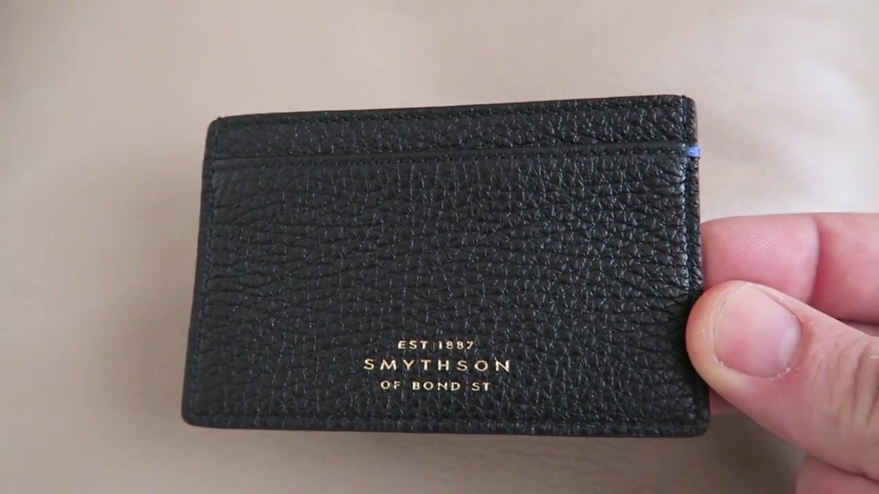 The black Smythson card holder chosen during the 2015 visit, before personalisation.
