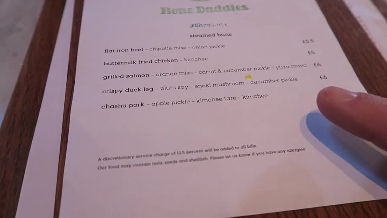 The lunchtime bun menu at Shackfuyu in 2016